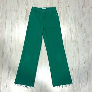 Zara Green Wide Leg High Waisted Jeans
